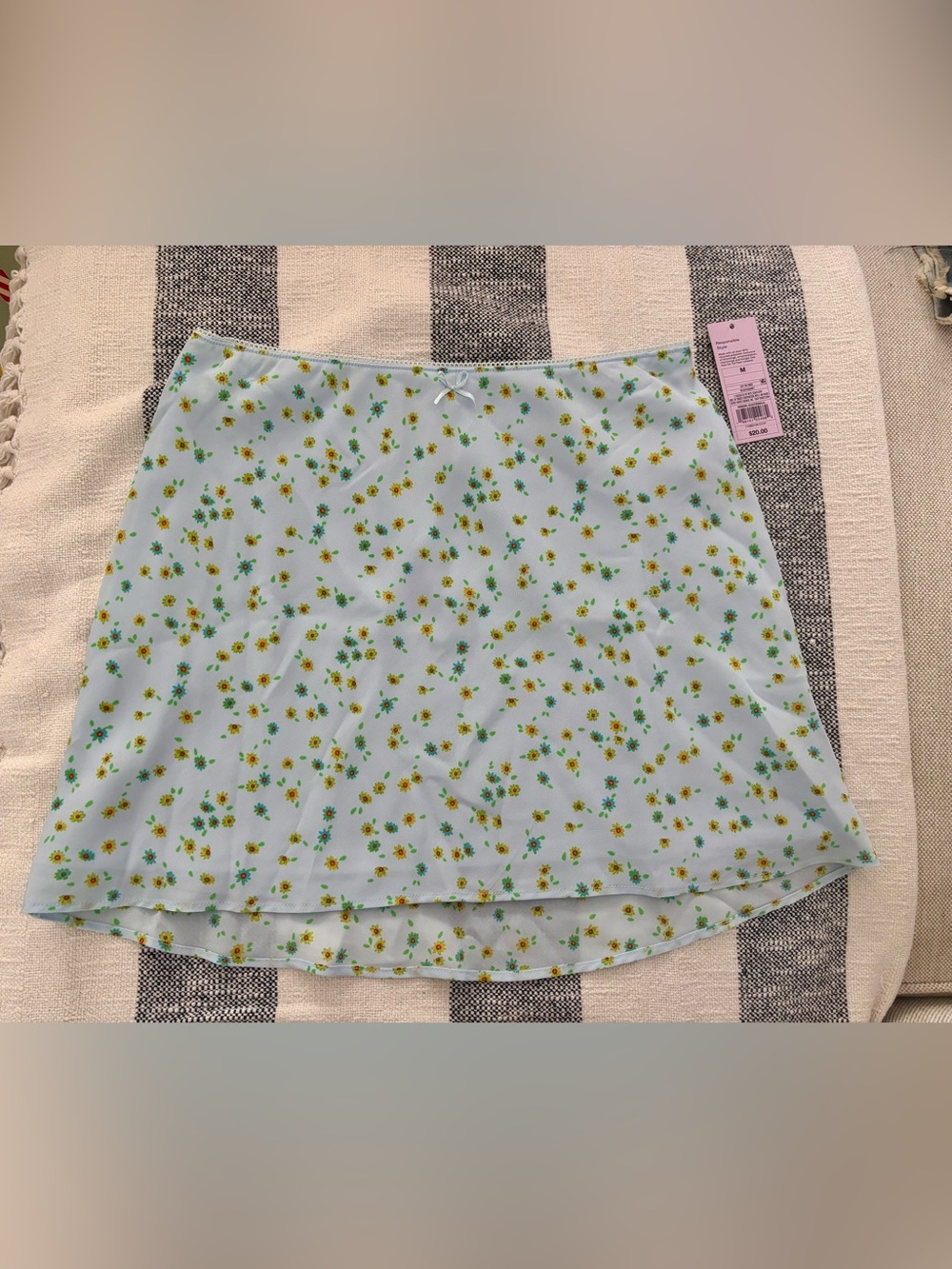 Wild Fable Light Blue Skirt with Yellow & Green Floral Print- NWT